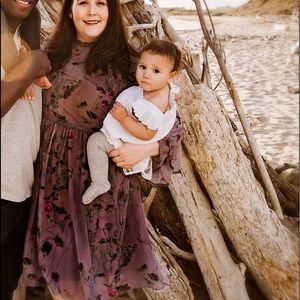 Knee length Purple Floral Dress